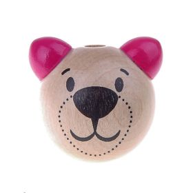3D bear motif bead 'dark pink' 409 in stock 