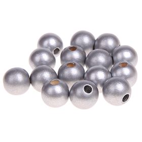 Holzperlen 12mm • 25 Stück 'silber' 72 auf Lager