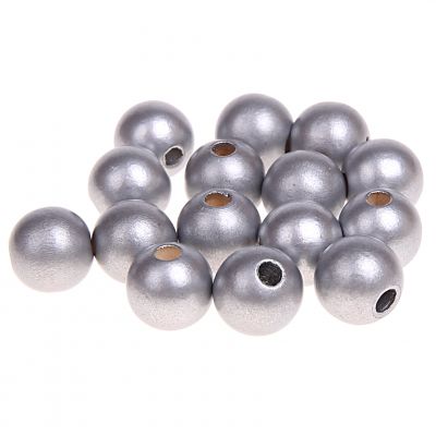 Holzperlen 12mm • 30 Stück 'silber' 62 auf Lager