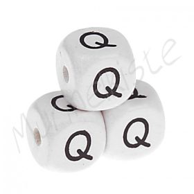 Letter beads white 10x10mm embossed 'Q' 1363 in stock 