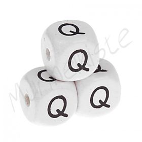 Buchstabenperlen weiß 10x10mm geprägt 'Q' 1164 auf Lager