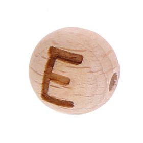 Letter beads 12mm with laser engraving - drilled horizontally 'E' 756 in stock 