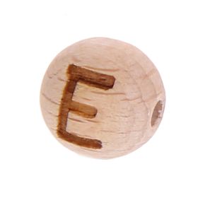 Letter beads 12mm with laser engraving - drilled horizontally 'E' 348 in stock 