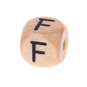 Letter beads letter cube wood embossed 10mm 'F' 8 in stock 