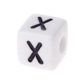 Plastic letter cube 10x10mm white/black - 10 pcs 'X' 442 in stock 