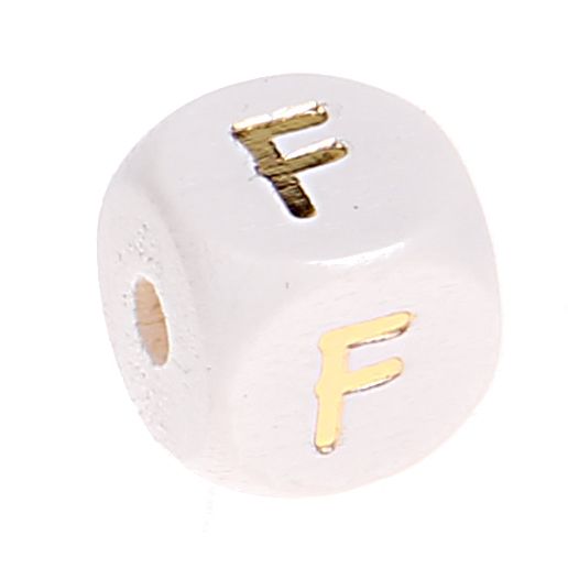 Buchstabenperlen weiss-gold 10mm x 10mm 'F' 194 auf Lager