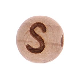 Letter beads 12mm with laser engraving - drilled horizontally 'S' 188 in stock 
