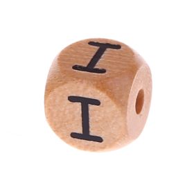 Letter beads letter cube wood embossed 10mm 'I' 1767 in stock 