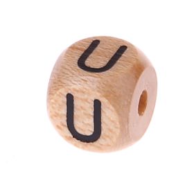Letter beads letter cube wood embossed 10mm 'U' 414 in stock 