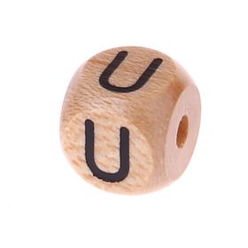 Buchstabenperlen Buchstabenwürfel Holz geprägt 10mm 'U' 330 auf Lager