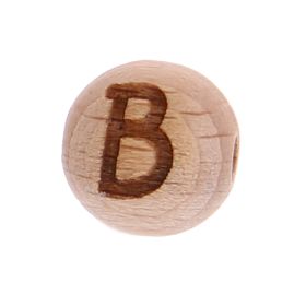 Letter beads 12mm with laser engraving - drilled horizontally 'B' 170 in stock 