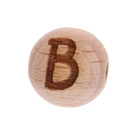 Letter beads 12mm with laser engraving - drilled horizontally 'B' 99 in stock 