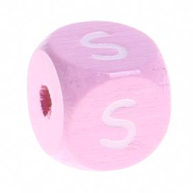 Wooden letters pink 10 mm x 10 mm 'S' 857 in stock 