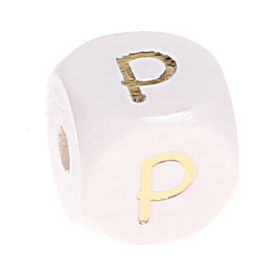 Buchstabenperlen weiss-gold 10mm x 10mm 'P' 155 auf Lager