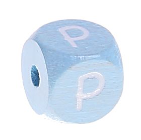 Buchstabenperlen babyblau 10x10mm 'P' 409 auf Lager