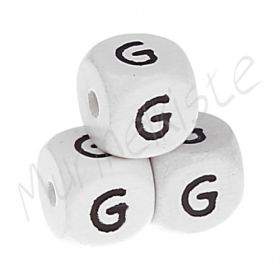 Letter beads white 10x10mm embossed 'G' 733 in stock 