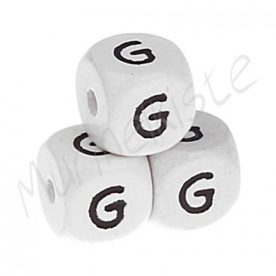 Buchstabenperlen weiß 10x10mm geprägt 'G' 740 auf Lager