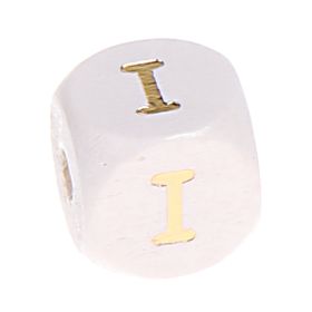 Buchstabenperlen weiss-gold 10mm x 10mm 'I' 1426 auf Lager