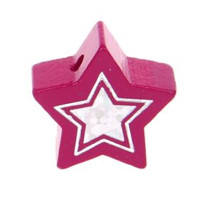 Glitter star motif bead 'dark pink' 709 in stock 