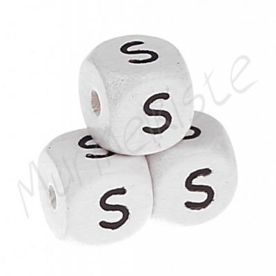 Buchstabenperlen weiß 10x10mm geprägt 'S' 770 auf Lager