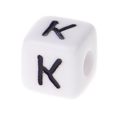 Buchstabenwürfel Kunststoff 10x10mm weiß/schwarz • 10 Stk 'K' 172 auf Lager