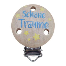 Schnullerclip "Schöne Träume" 'roh' 10 auf Lager