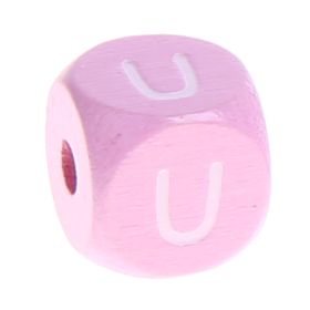 Wooden letters pink 10 mm x 10 mm 'U' 983 in stock 