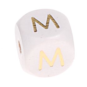 Buchstabenperlen weiss-gold 10mm x 10mm 'M' 264 auf Lager
