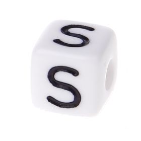 Plastic letter cube 10x10mm white/black - 10 pcs 'S' 537 in stock 