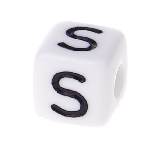 Buchstabenwürfel Kunststoff 10x10mm weiß/schwarz • 10 Stk 'S' 369 auf Lager