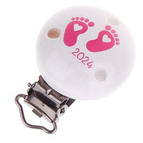 Pacifier clip baby feet 2024 'white-baby pink' 12 in stock 