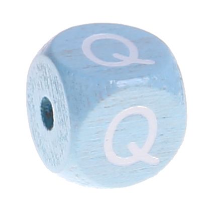 Buchstabenperlen babyblau 10x10mm 'Q' 327 auf Lager