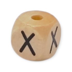 Vertikale Buchstabenwürfel Holz geprägt 10mm Buchstabenperlen 'X' 241 auf Lager