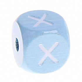 Letter beads baby blue 10x10mm 'X' 692 in stock 