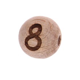 Letter beads 12mm with laser engraving - drilled horizontally '8' 204 in stock 