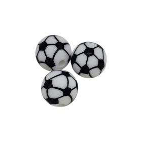 Silikonperle 12mm Muster 'Fußball' 71 auf Lager