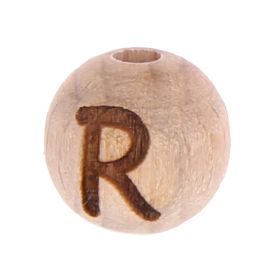 Letter beads 12mm with laser engraving - drilled vertically 'R' 181 in stock 