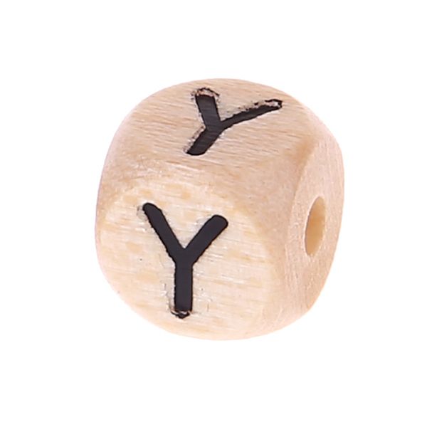 Buchstabenperlen Buchstabenwürfel Holz geprägt 10mm 'Y' 480 auf Lager