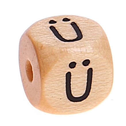 Buchstabenwürfel Holz bedruckt 11 mm B-ware 10 Stück 'Ü' 0 auf Lager