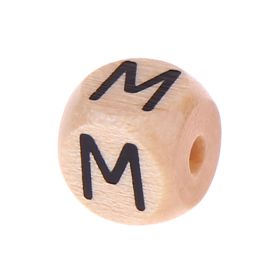 Letter beads letter cube wood embossed 10mm 'M' 1323 in stock 