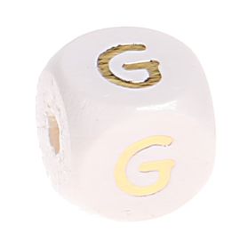 Buchstabenperlen weiss-gold 10mm x 10mm 'G' 43 auf Lager