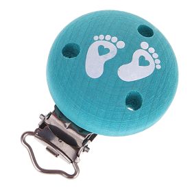 Pacifier clip baby feet 'Watercolor - petrol' 0 in stock 