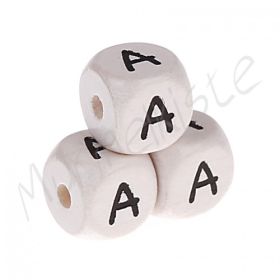 Letter beads white 10x10mm embossed 'A' 303 in stock 
