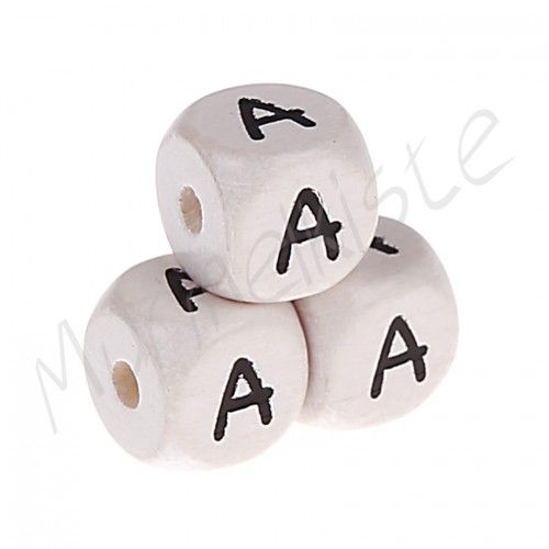 Buchstabenperlen weiß 10x10mm geprägt 'A' 1515 auf Lager