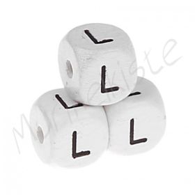 Letter beads white 10x10mm embossed 'L' 90 in stock 