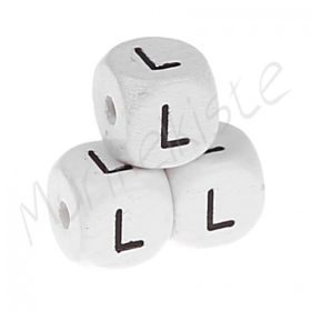 Buchstabenperlen weiß 10x10mm geprägt 'L' 177 auf Lager