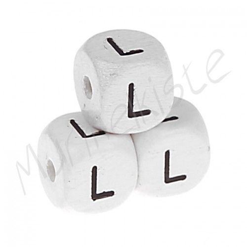 Buchstabenperlen weiß 10x10mm geprägt 'L' 6 auf Lager
