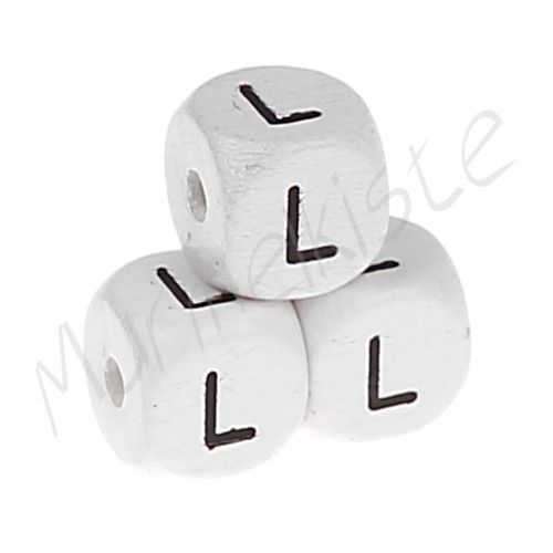 Buchstabenperlen weiß 10x10mm geprägt 'L' 1064 auf Lager