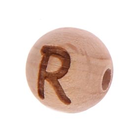 Letter beads 12mm with laser engraving - drilled horizontally 'R' 364 in stock 