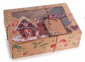 Papier Geschenkbox mit Sichtfenster Weihnachten 'Pfefferkuchen' 7 auf Lager